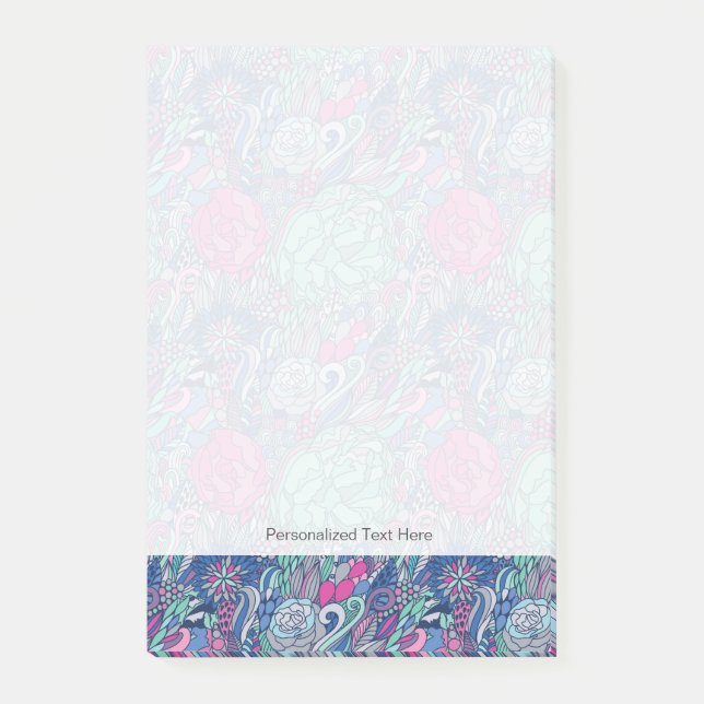 Colourful Floral Doodle Pattern Post-it Notes (Front)