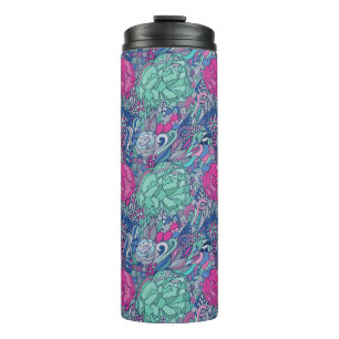 Colourful Floral Doodle Pattern Thermal Tumbler
