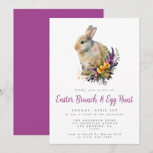 Colourful Floral Easter Brunch and Egg Hunt Invitation