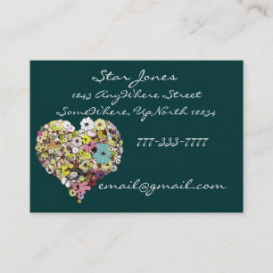 Colourful Floral Elegant Heart filled with flowers Business Card