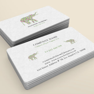 Colourful Floral Elephant Illustration Business Card