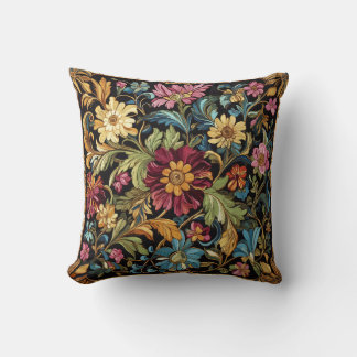 Colourful Floral Embroidered Pattern Cushion