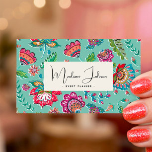Colourful Floral Event Planner Business Card Desig