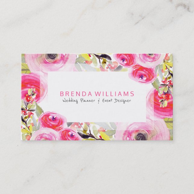 Colourful Floral Explosion Wedding Planner Design Business Card (Front)