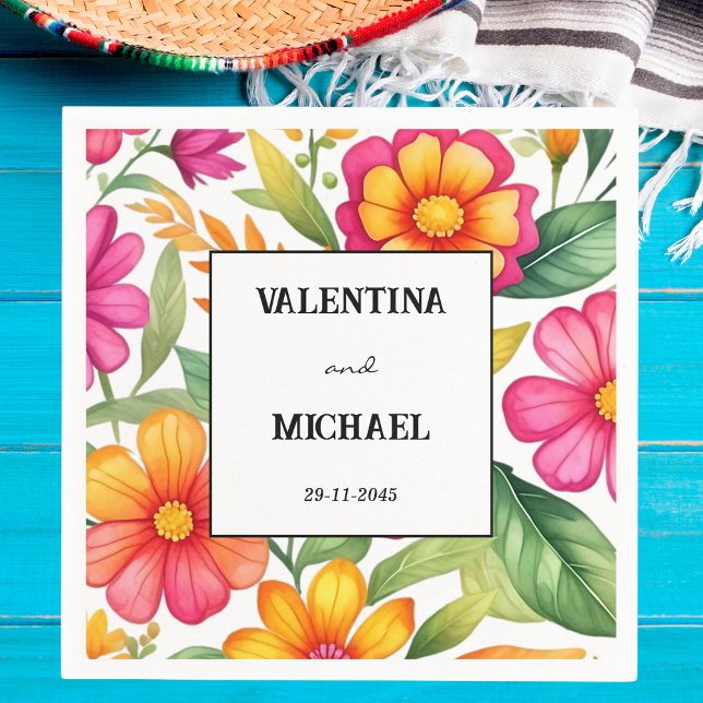 Colourful Floral Fiesta Mexican Wedding Napkin (Creator Uploaded)