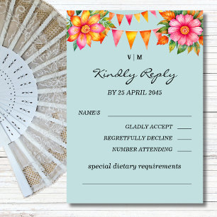 Colourful Floral Fiesta Mexican Wedding RSVP Card