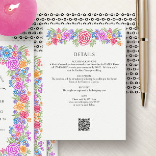 Colourful Floral Fiesta Wedding Details Enclosure Card