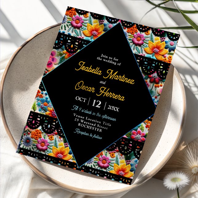 Colourful floral fiesta wedding invitation (Creator Uploaded)
