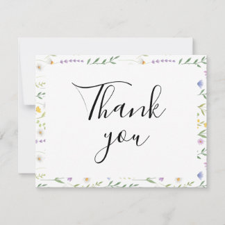 Colourful Floral Flat Thank You Card