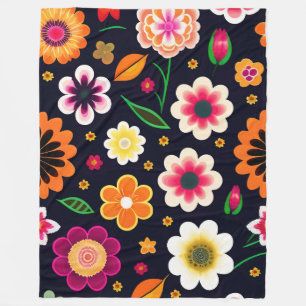 Colourful Floral Fleece Blanket