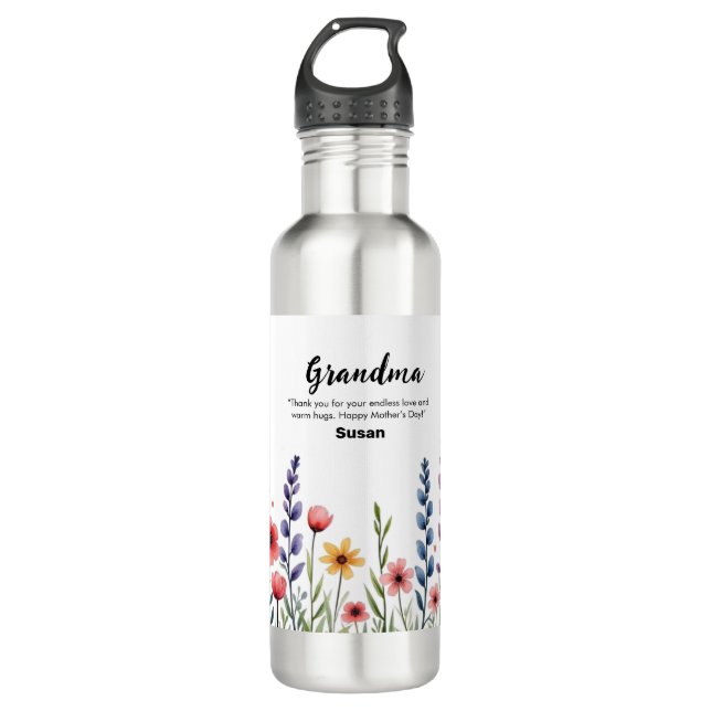 Colourful Floral Flower Happy Mothers Gift Tumbler 710 Ml Water Bottle (Front)
