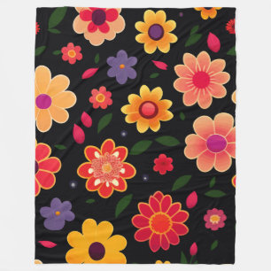 Colourful Floral Flowers Fleece Blanket