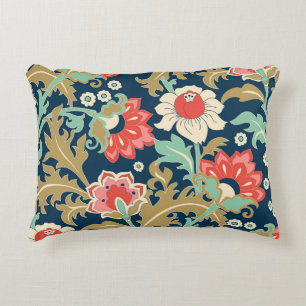Colourful Floral Folk: Hand Drawn Decorative Cushion