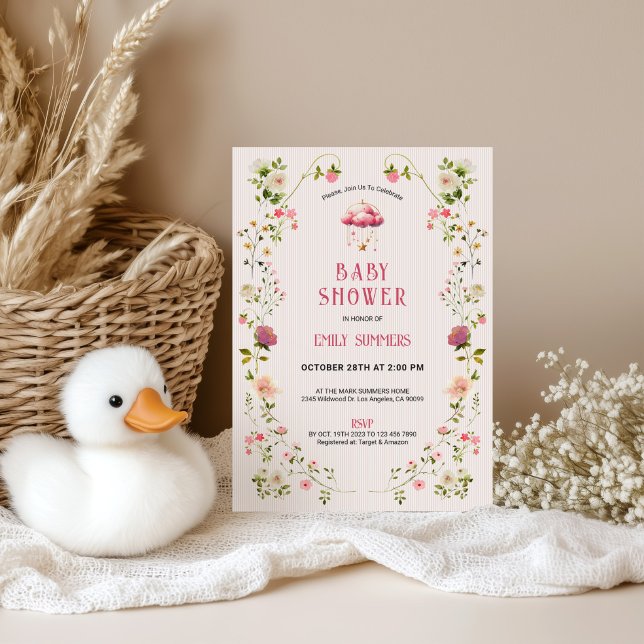 Colourful Floral Frame Baby Shower Invitation (Creator Uploaded)