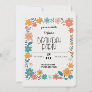 Colourful Floral Frame Invitation