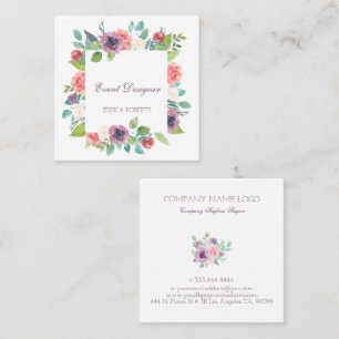 Colourful floral frame square business card