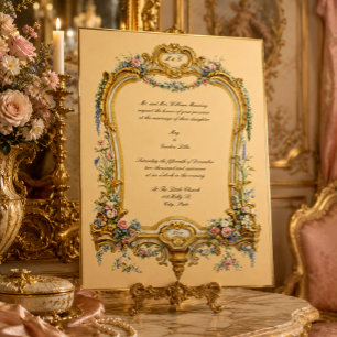 Colourful Floral Fruit Baroque Rococo Frame Weddin Invitation
