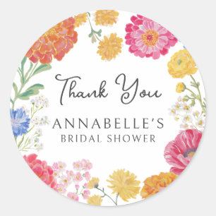 Colourful Floral Garden Bridal Shower Classic Round Sticker