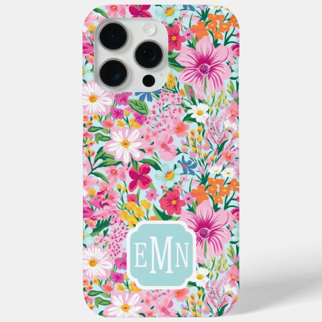 Colourful Floral Garden Monogrammed Case-Mate iPhone Case (Back)