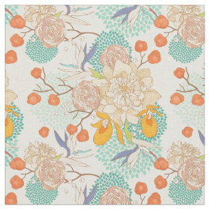 Colourful Floral Garden Pattern Fabric