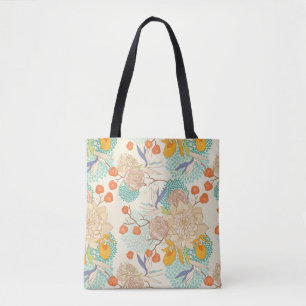 Colourful Floral Garden Pattern Tote Bag