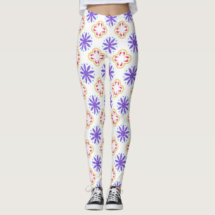 Colourful Floral Geometric Pattern Leggings