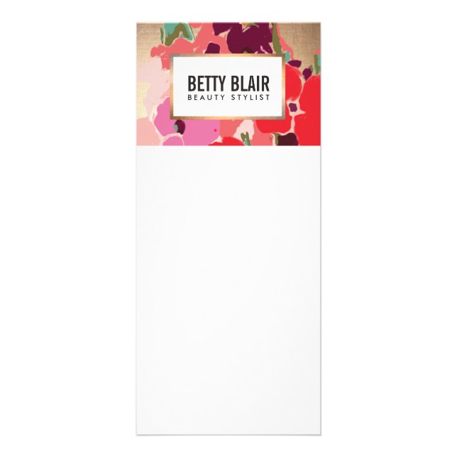 Colourful Floral, Gold Elegant Fashion and Beauty Rack Card (Front)