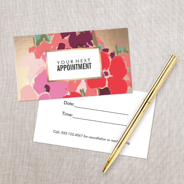Colourful Floral, Gold Salon Appointment Reminder (Creator Uploaded)
