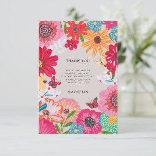 Colourful Floral Graduation Thank You Card