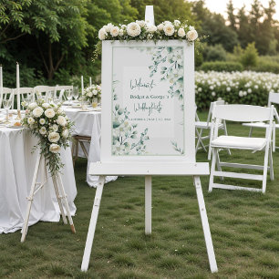 Colourful floral greenery Frosted Wedding Welcome Acrylic Sign