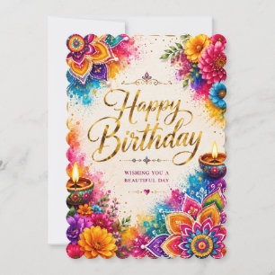 Colourful Floral Happy Birthday Card