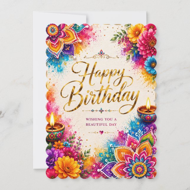 Colourful Floral Happy Birthday Card (Front)