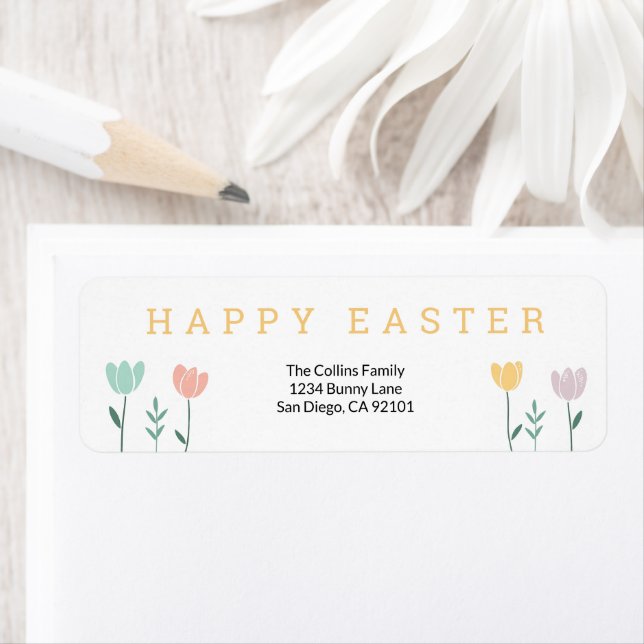 Colourful Floral Happy Easter Return Address (Insitu)