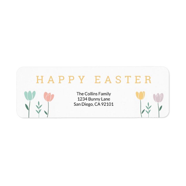 Colourful Floral Happy Easter Return Address (Front)