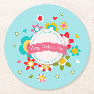 Colourful Floral Happy Mother's Day   Coaster