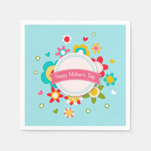Colourful Floral Happy Mother's Day   Napkin
