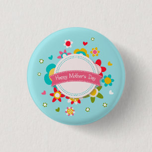 Colourful Floral Happy Mother's Day   Pin Button