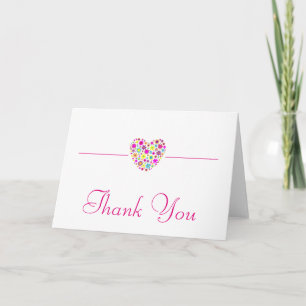 Colourful Floral Heart Shape Thank You Card