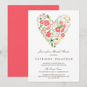 Colourful Floral Heart Spring Bridal Shower Invitation