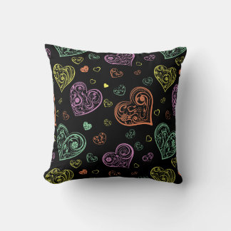 Colourful Floral Hearts Pattern Cushion