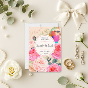 Colourful Floral Hummingbird Bridesmaid Proposal Save The Date