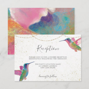 Colourful Floral Hummingbirds Watercolor Reception Enclosure Card