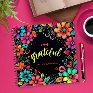 Colourful Floral I am Grateful Gratitude Journal