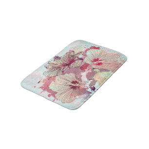 Colourful Floral Illustration Bath Mat