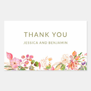 Colourful Floral Illustration Custom Thank You Rectangular Sticker