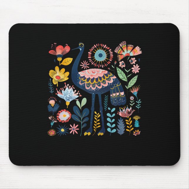 Colourful Floral Illustration Featuring A Whimsica Mouse Pad (Front)