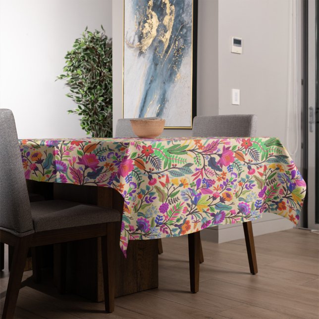Colourful Floral Illustration Flowers Print Patter Tablecloth (Creator Uploaded)