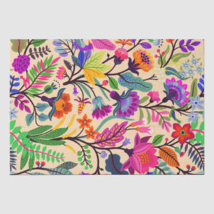 Colourful Floral Illustration Flowers Print Patter Tissue Paper