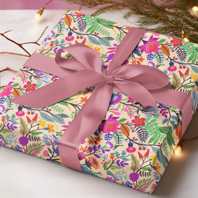 Colourful Floral Illustration Flowers Print Patter Wrapping Paper (Creator Uploaded)