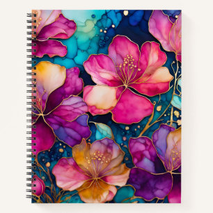 Colourful Floral Ink Art Spiral Notebook